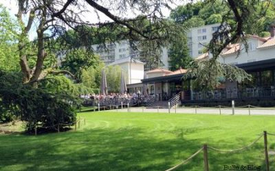 Terrasse de l&rsquo;été : Fond Rose, brasserie Bocuse à Caluire