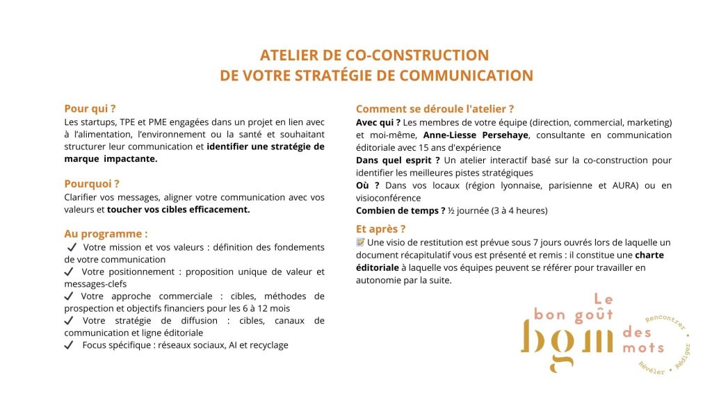 Atelier de co-construction de votre stratégie de communication : comment se déroule l'atelier ? 